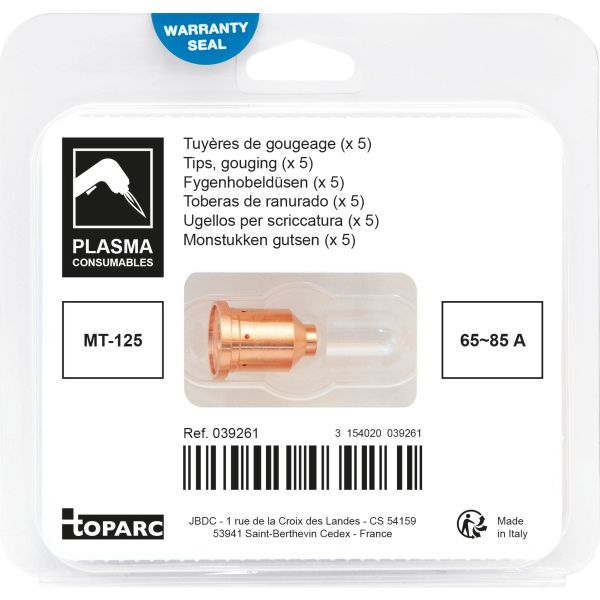 MT125 65A - 85A Gouging Tip - Pack of 5