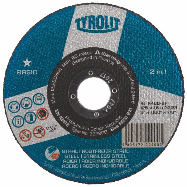 Tyrolit 5" (125MM) x 1MM 1 Star INOX Cutting Disc