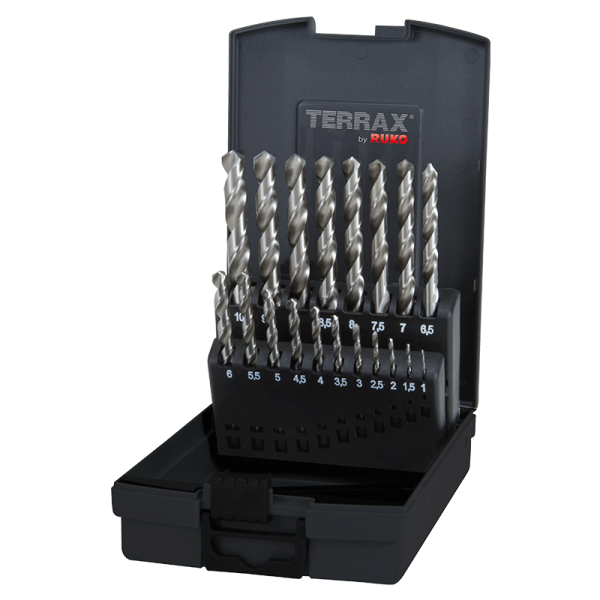 Ruko Terrax HSS-G 19 Piece Jobber Twist Drill Set in Steel Case