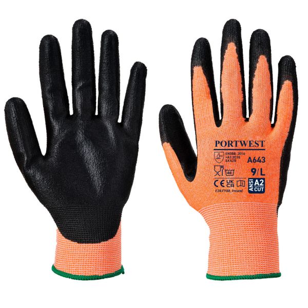 Small image of a portwest A643 Amber Cut Glove - Nitrile Foam