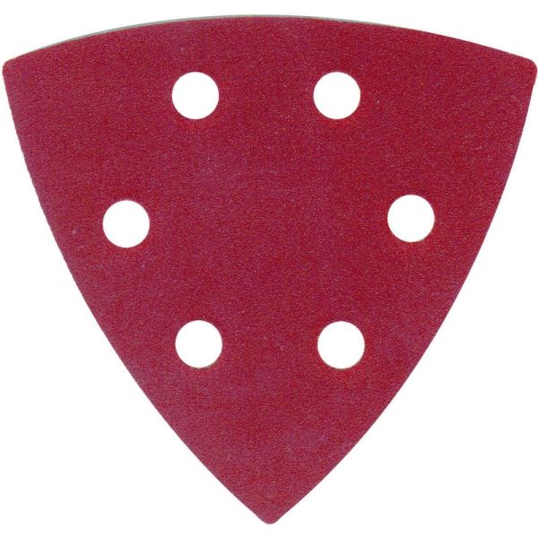 This is an image of a ABRACS HOOK & LOOP SANDING DISC TRIANGLE 93MM X 93MM X 60 GRIT - PACK OF 5